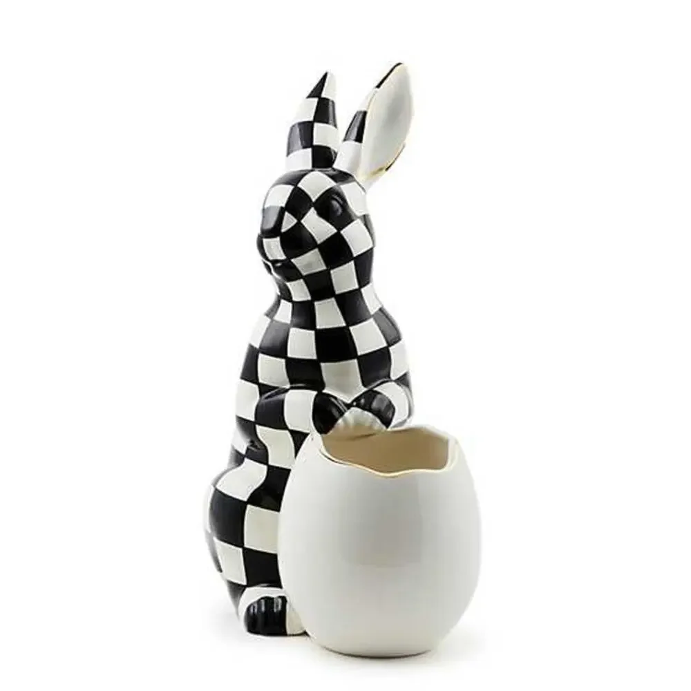 NEW Mackenzie-Childs White Rabbit Ceramic Large Bunny Vase 16in Easter Decor
